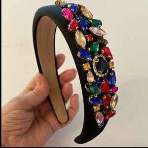 Jeweled headband NEW multicolored pronged gems on black